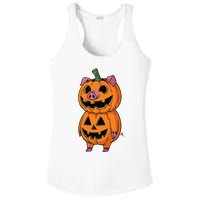 Quirky Halloween Pig Pumpkin Fusion Comic Ladies PosiCharge Competitor Racerback Tank