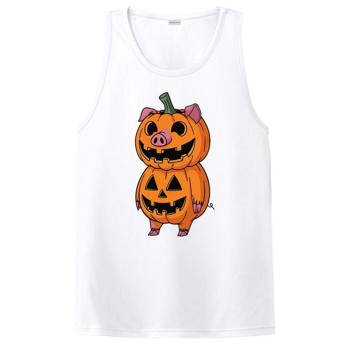 Quirky Halloween Pig Pumpkin Fusion Comic PosiCharge Competitor Tank