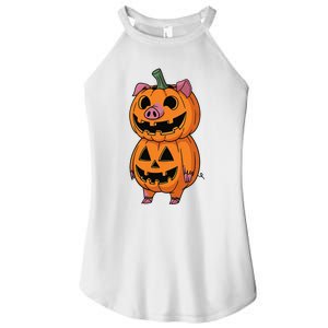 Quirky Halloween Pig Pumpkin Fusion Comic Women's Perfect Tri Rocker Tank