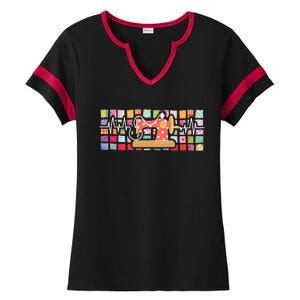 Quilter Heartbeat Sewing Quilting Stitching Sewist Sewer Ladies Halftime Notch Neck Tee