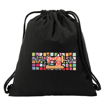 Quilter Heartbeat Sewing Quilting Stitching Sewist Sewer Drawstring Bag