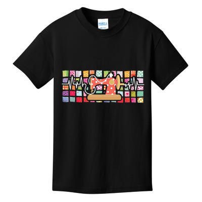 Quilter Heartbeat Sewing Quilting Stitching Sewist Sewer Kids T-Shirt