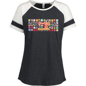 Quilter Heartbeat Sewing Quilting Stitching Sewist Sewer Enza Ladies Jersey Colorblock Tee