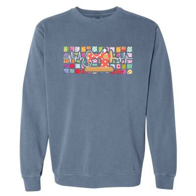 Quilter Heartbeat Sewing Quilting Stitching Sewist Sewer Garment-Dyed Sweatshirt