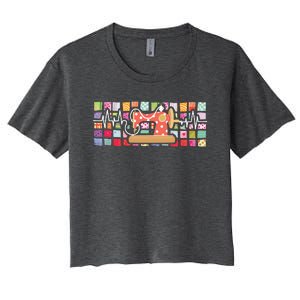 Quilter Heartbeat Sewing Quilting Stitching Sewist Sewer Women's Crop Top Tee