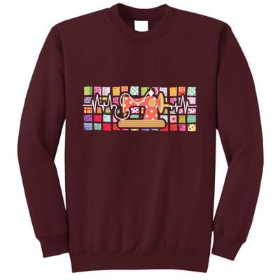 Quilter Heartbeat Sewing Quilting Stitching Sewist Sewer Tall Sweatshirt