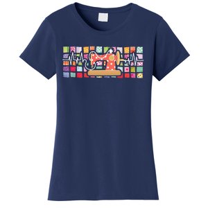 Quilter Heartbeat Sewing Quilting Stitching Sewist Sewer Women's T-Shirt