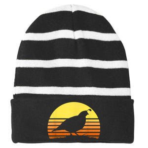 Quail Hunting Upland Bird Game Hunter Shooting Sports Striped Beanie with Solid Band