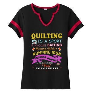 Quilting Is A Sport Funny Quilt Sayings Sewer Quilter Gift Ladies Halftime Notch Neck Tee