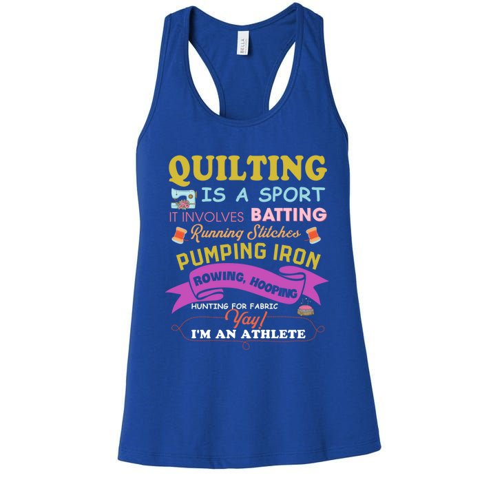 Quilting Is A Sport Funny Quilt Sayings Sewer Quilter Gift Women's Racerback Tank