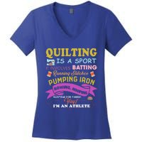 Quilting Is A Sport Funny Quilt Sayings Sewer Quilter Gift Women's V-Neck T-Shirt