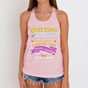 Quilting Is A Sport Funny Quilt Sayings Sewer Quilter Gift Women's Knotted Racerback Tank