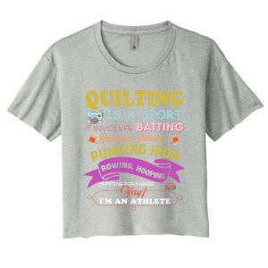 Quilting Is A Sport Funny Quilt Sayings Sewer Quilter Gift Women's Crop Top Tee