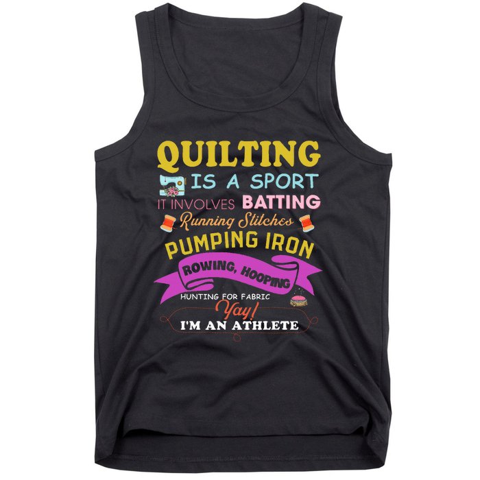 Quilting Is A Sport Funny Quilt Sayings Sewer Quilter Tank Top