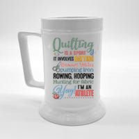 Quilting Is A Sport It Involves Batting Running Stitches Pumping Iron Beer Stein