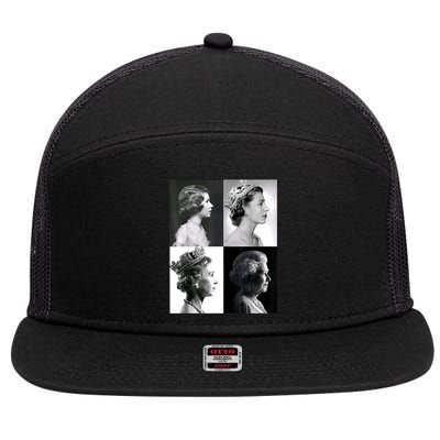 Queen II Elizabeth Of England 1920 2022 7 Panel Mesh Trucker Snapback Hat