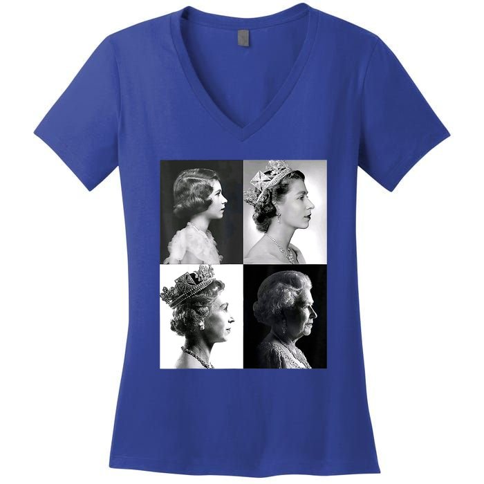 Queen II Elizabeth Of England 1920 2022 Women's V-Neck T-Shirt