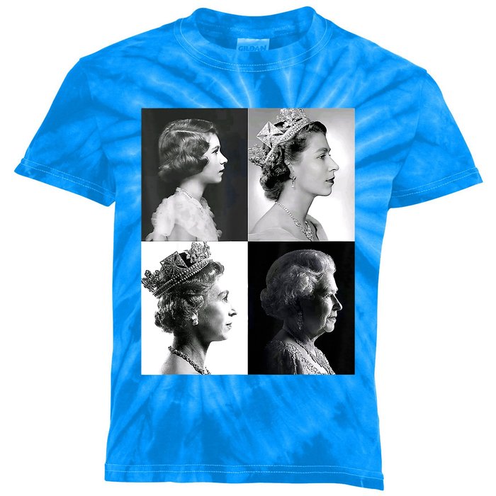 Queen II Elizabeth Of England 1920 2022 Kids Tie-Dye T-Shirt