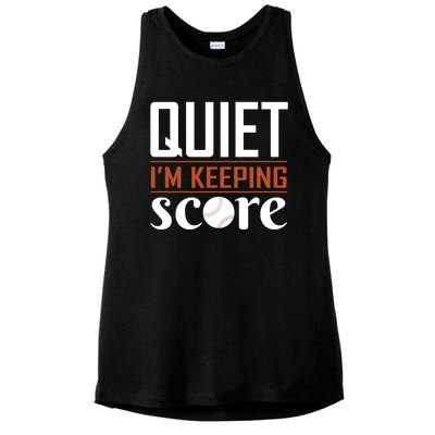 Quiet Im Keeping Score Ladies PosiCharge Tri-Blend Wicking Tank