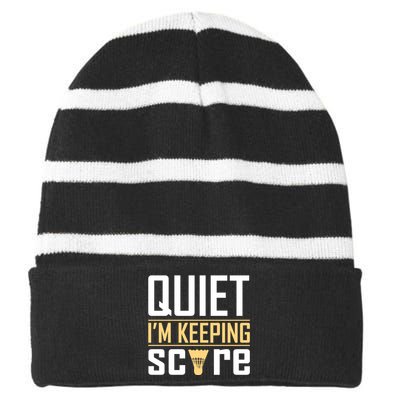 Quiet I'm Keeping Score Striped Beanie with Solid Band