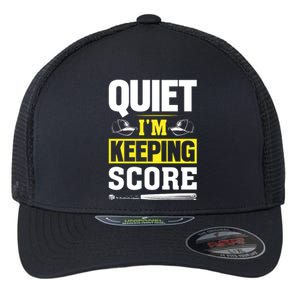 Quiet I'm Keeping Score Funny Baseball Flexfit Unipanel Trucker Cap