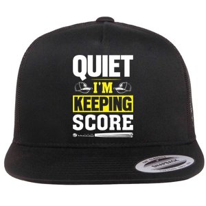 Quiet I'm Keeping Score Funny Baseball Flat Bill Trucker Hat