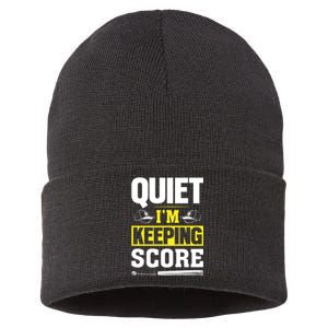 Quiet I'm Keeping Score Funny Baseball Sustainable Knit Beanie