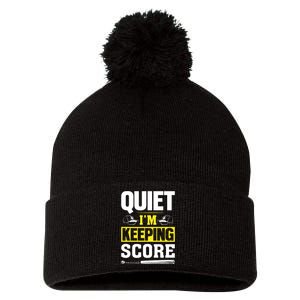 Quiet I'm Keeping Score Funny Baseball Pom Pom 12in Knit Beanie