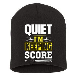 Quiet I'm Keeping Score Funny Baseball Short Acrylic Beanie