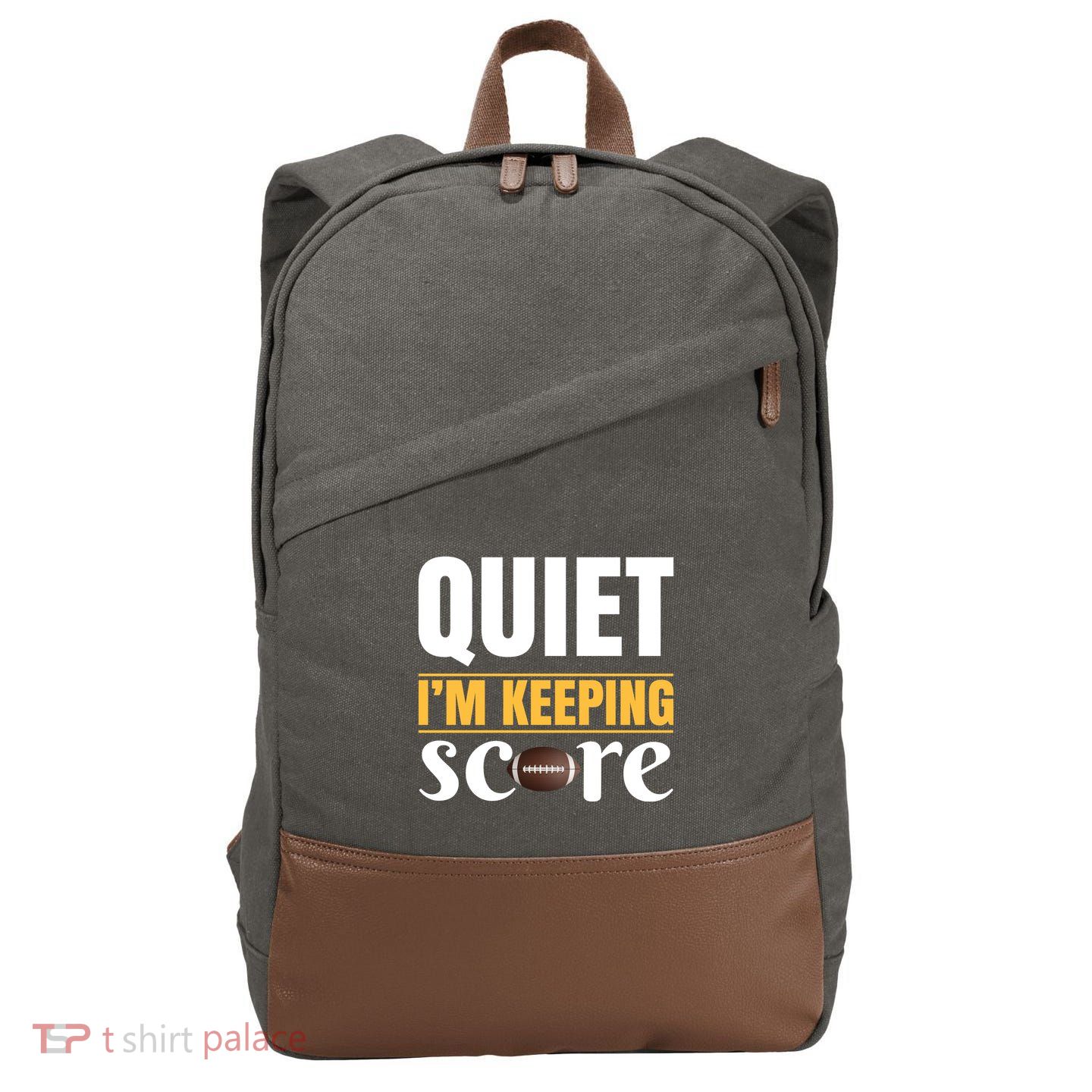 Quiet I'm Keeping Score Cotton Canvas Backpack