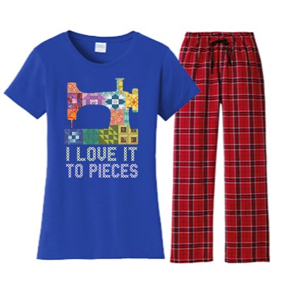 Quilting I Love It To Pieces Sewing Sayings Crochet Hobby Gift Women's Flannel Pajama Set