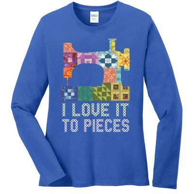 Quilting I Love It To Pieces Sewing Sayings Crochet Hobby Gift Ladies Long Sleeve Shirt