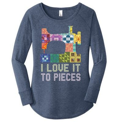 Quilting I Love It To Pieces Sewing Sayings Crochet Hobby Gift Women's Perfect Tri Tunic Long Sleeve Shirt