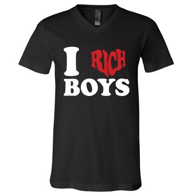 Qierraa I Love Rich Boy V-Neck T-Shirt