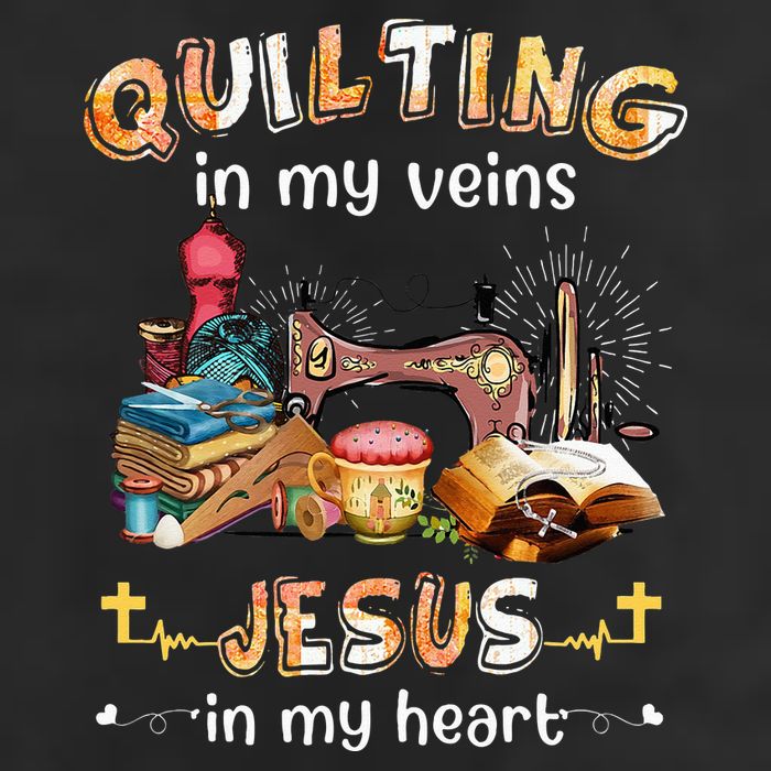 Quilting In My Veins Jesus In My Heart Funny Quilters Cool Comfort Performance Bucket Hat