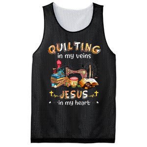 Quilting In My Veins Jesus In My Heart Funny Quilters Mesh Reversible Basketball Jersey Tank