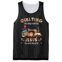 Quilting In My Veins Jesus In My Heart Funny Quilters Mesh Reversible Basketball Jersey Tank