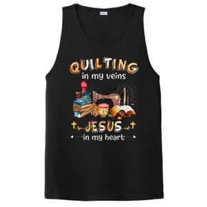 Quilting In My Veins Jesus In My Heart Funny Quilters PosiCharge Competitor Tank