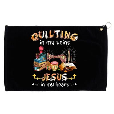 Quilting In My Veins Jesus In My Heart Funny Quilters Grommeted Golf Towel