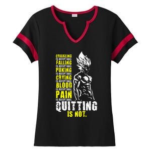 Quitting Is Not Acceptable Anime Gym and Workout Motivation Ladies Halftime Notch Neck Tee