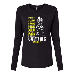 Quitting Is Not Acceptable Anime Gym and Workout Motivation Womens Cotton Relaxed Long Sleeve T-Shirt