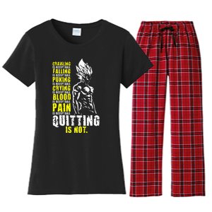 Quitting Is Not Acceptable Anime Gym and Workout Motivation Women's Flannel Pajama Set