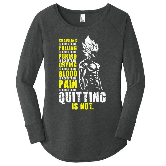 Quitting Is Not Acceptable Anime Gym and Workout Motivation Women's Perfect Tri Tunic Long Sleeve Shirt