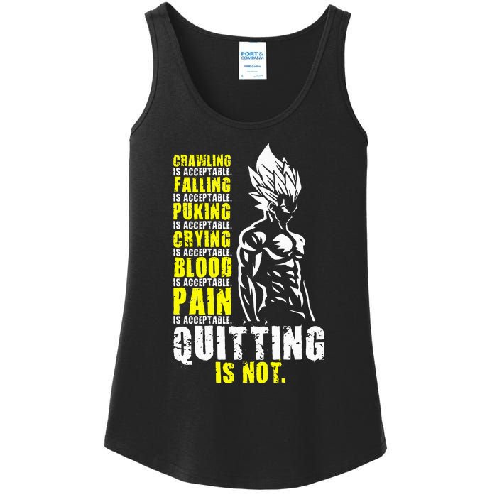 Quitting Is Not Acceptable Anime Gym and Workout Motivation Ladies Essential Tank