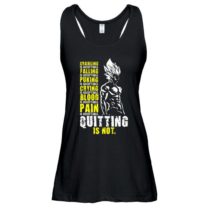 Quitting Is Not Acceptable Anime Gym and Workout Motivation Ladies Essential Flowy Tank