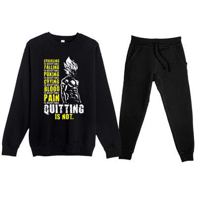 Quitting Is Not Acceptable Anime Gym and Workout Motivation Premium Crewneck Sweatsuit Set