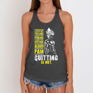 Quitting Is Not Acceptable Anime Gym and Workout Motivation Women's Knotted Racerback Tank