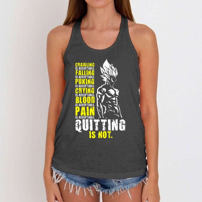 Quitting Is Not Acceptable Anime Gym and Workout Motivation Women's Knotted Racerback Tank