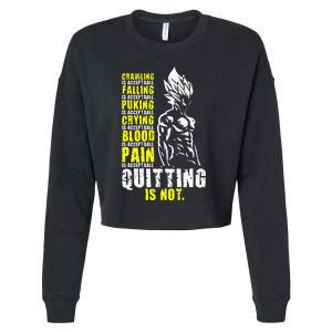 Quitting Is Not Acceptable Anime Gym and Workout Motivation Cropped Pullover Crew