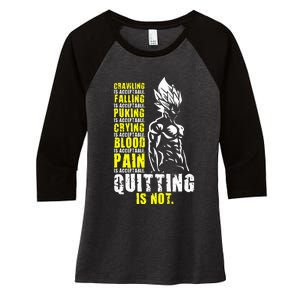 Quitting Is Not Acceptable Anime Gym and Workout Motivation Women's Tri-Blend 3/4-Sleeve Raglan Shirt